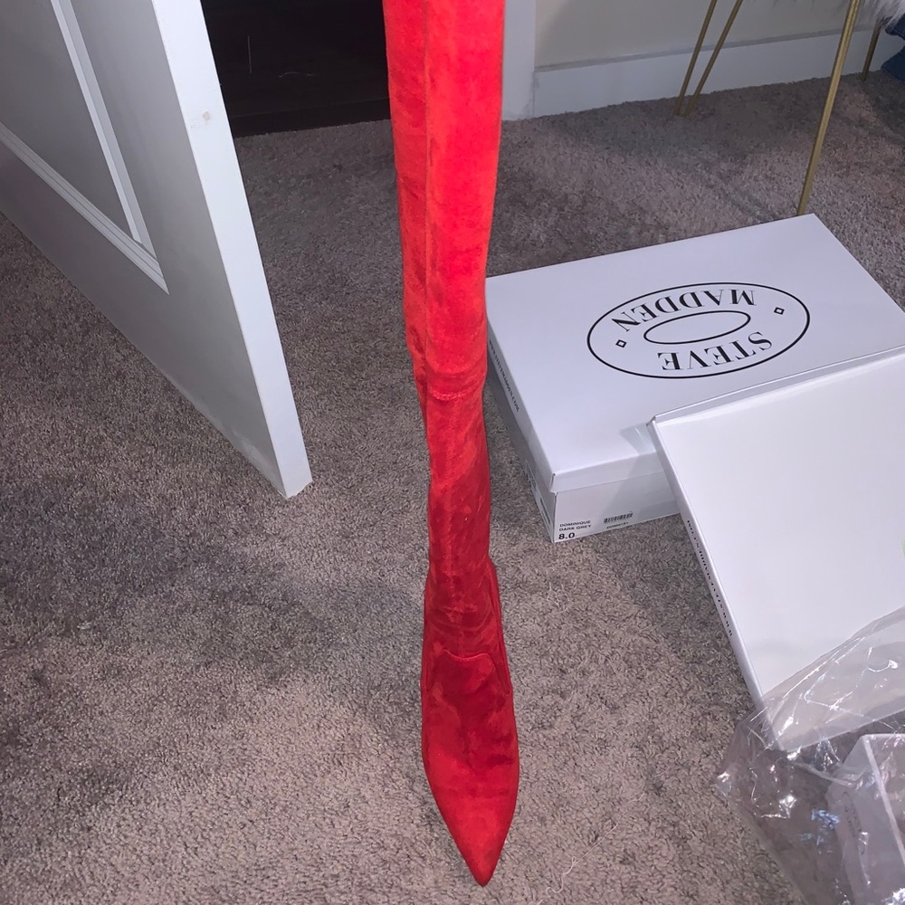 Steve Madden Dominique Red Thigh High Boots
